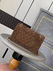 Chanel Classic Double Flap Bag Medium Brown Suede Leather Gold 25cm - 4