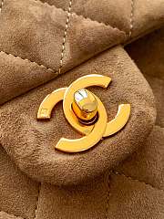 Chanel Classic Double Flap Bag Medium Brown Suede Leather Gold 25cm - 3