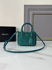 Prada Galleria satin mini-bag embellished with all-over synthetic crystals in a turquoise green color 20x14.5x9.5cm - 1