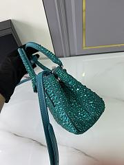 Prada Galleria satin mini-bag embellished with all-over synthetic crystals in a turquoise green color 20x14.5x9.5cm - 6
