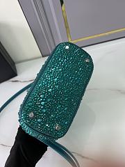 Prada Galleria satin mini-bag embellished with all-over synthetic crystals in a turquoise green color 20x14.5x9.5cm - 5