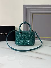 Prada Galleria satin mini-bag embellished with all-over synthetic crystals in a turquoise green color 20x14.5x9.5cm - 3