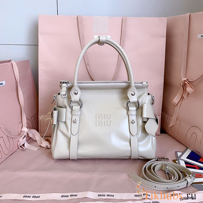 Miu Miu leather motorcycle bag in powder beige color 27x 22x 13 cm - 1