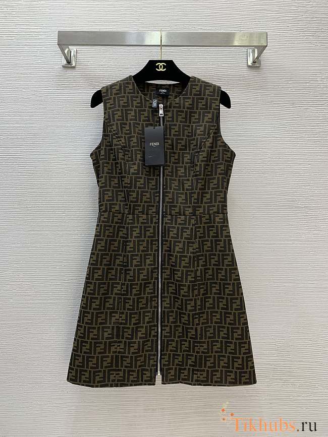 Fendi Zucca pattern sleeveless zip-up dress - 1