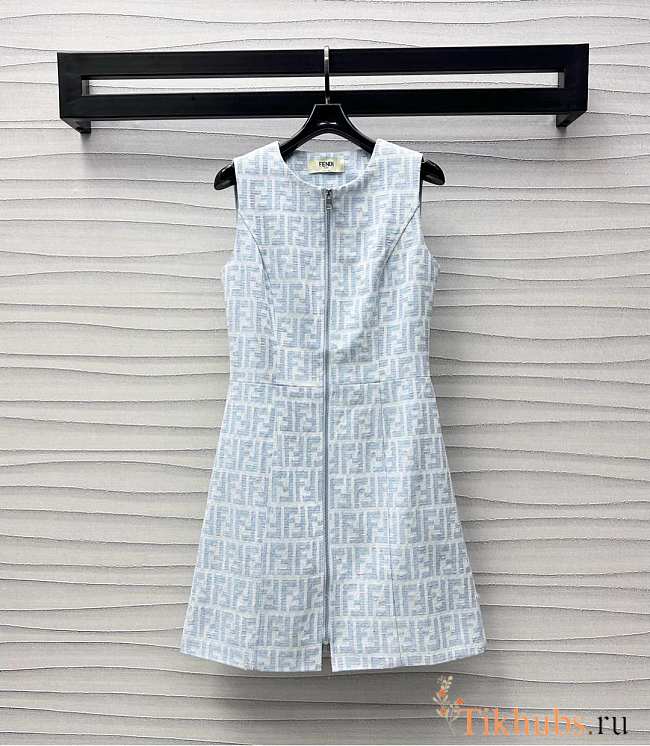 Fendi White Double F Monogram Logo Knit Dress - 1