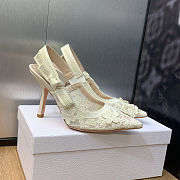Dior J’Adior white embroidered slingback high heels 9.5 cm - 3