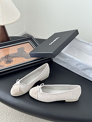 Chanel suede cap-toe ballerina flats in beige and white color - 1
