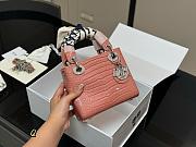 Christian Dior Small Lady Dior handbag in light pink python skin and 17 cm - 1