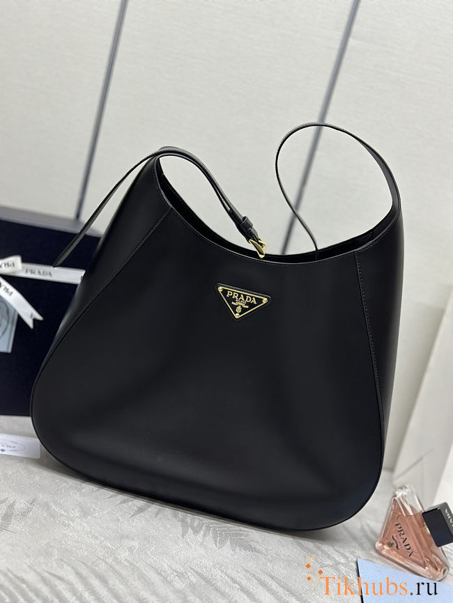 Prada Black Large Leather Top Stitch Shoulder Bag 40x30x9 cm - 1