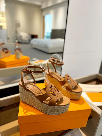 Louis Vuitton Isola Wedge Sandal in brown color