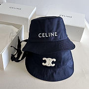 Celine bucket hat in black cotton with a white embroidered logo - 1