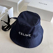 Celine bucket hat in black cotton with a white embroidered logo - 5