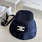 Celine bucket hat in black cotton with a white embroidered logo - 4