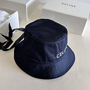 Celine bucket hat in black cotton with a white embroidered logo - 2