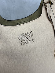 Miu Miu leather tote bag in powder beige color featuring gold-tone hardware 25.5x20x13 cm - 2