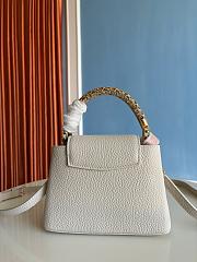 Louis Vuitton Capucines mini handbag in powder beige with crystal-embellished logo 13.6x8x21 cm. - 5