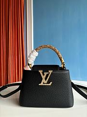 Louis Vuitton Capucines mini handbag in black with crystal-embellished logo 13.6x8x21 cm - 1