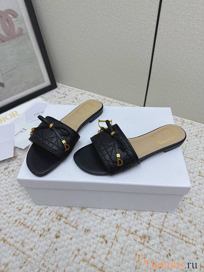 Black Dior Lady D-Lite Slides - 1