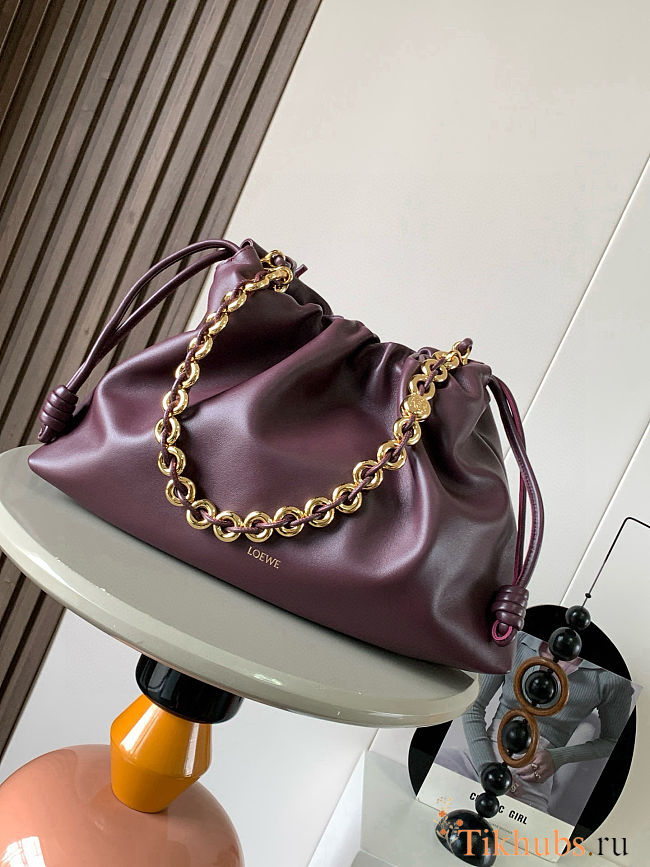 Loewe Flamenco Purse Bag Women's Shoulder Bag in Burgundy Red 30cm～20cm～10.5cm - 1