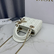 Lady Dior mini bag in white lambskin with gold hardware - 4