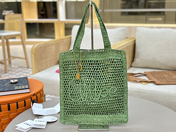 Chloe Summer Banana logsdetail Raffia Tote Green Bag 33*37*2cm 
