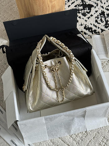 Chanel 25 Small Handbag Light Gold Calfskin Gold 30x26x14cm