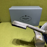 Prada Saffiano Silver Slides - 2