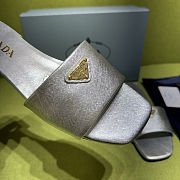 Prada Saffiano Silver Slides - 4