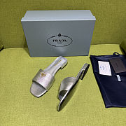 Prada Saffiano Silver Slides - 6