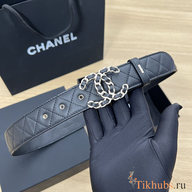 Chanel Quilted Black Leather Belt  - 1