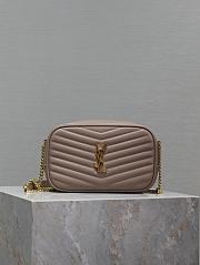 YSL Lou Camera Bag In Quilted Leather Nude Pink 18x10x5 cm - 1