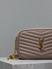 YSL Lou Camera Bag In Quilted Leather Nude Pink 18x10x5 cm - 5