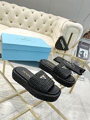 Prada Logo-plaque Crochet Woven Sliders  - 1