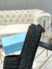 Prada Logo-plaque Crochet Woven Sliders  - 4