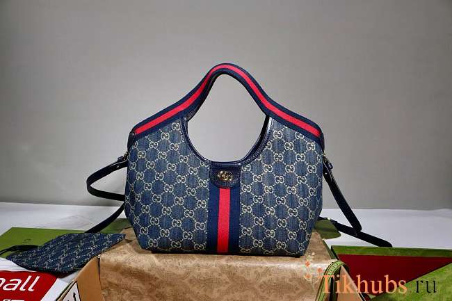 Gucci Giglio small tote bag Variation blue and white GG denim 25x20x15cm - 1
