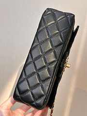 Chanel Mini Rectangular Flap Bag with a Top Handle in black lambskin leather 20cm - 3