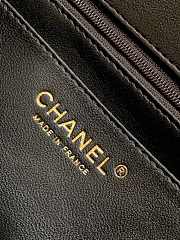 Chanel Mini Rectangular Flap Bag with a Top Handle in black lambskin leather 20cm - 4