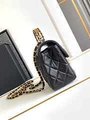 Chanel Mini Rectangular Flap Bag with a Top Handle in black lambskin leather 20cm - 5
