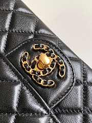 Chanel Mini Rectangular Flap Bag with a Top Handle in black lambskin leather 20cm - 6