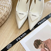 Prada Brushed Leather Slingback Pumps White 7cm - 6
