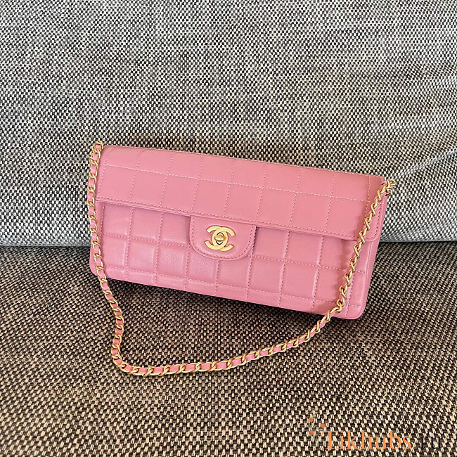 Chanel Pink Chocolate Bar East West Bag 26x13x4cm - 1