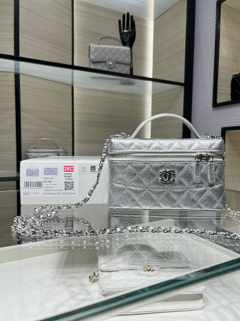 Chanel Top Handle Long Vanity Case with Chain 19.5x5x17cm