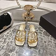 Chanel 26S Golden Gold Cracked Leather XL CC Logo Mules Slides Flat Sandals - 1