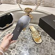 Chanel 26S Golden Gold Cracked Leather XL CC Logo Mules Slides Flat Sandals - 4