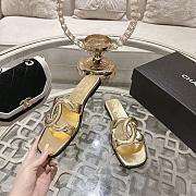 Chanel 26S Golden Gold Cracked Leather XL CC Logo Mules Slides Flat Sandals - 2