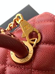 Chanel Quilted Caviar Mini Coco Top Handle Red Bag 23cm - 6