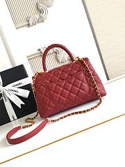 Chanel Quilted Caviar Mini Coco Top Handle Red Bag 23cm - 4