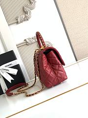 Chanel Quilted Caviar Mini Coco Top Handle Red Bag 23cm - 2