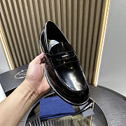  Prada Men Brushed Leather Loafers in black  - 5