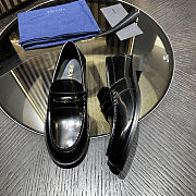  Prada Men Brushed Leather Loafers in black  - 4